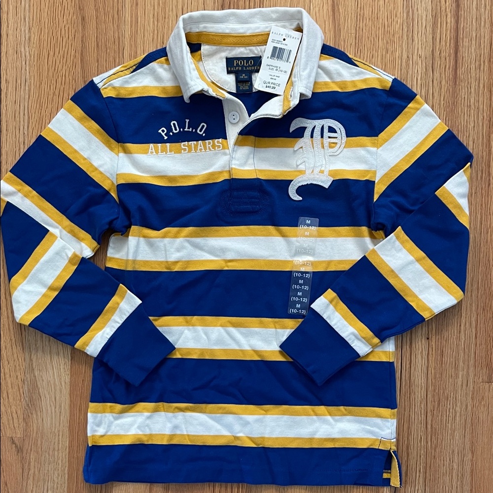 Ralph Lauren Kids Polo - Blue, Yellow, and White Stripes